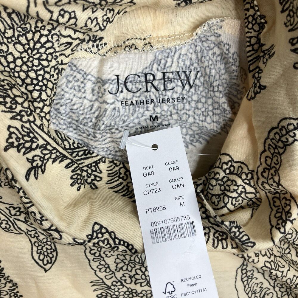 J Crew Paisley Turtleneck Top Womens M Cream Feather Jersey Lightweight CP723 - Picture 7 of 10